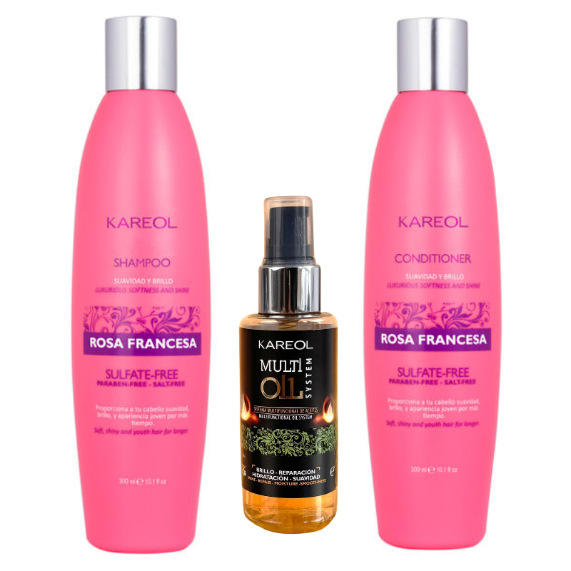 Pack Rosa Francesa Shampoo 300ml+ Acondicionador 300ml + Multi Oil System 60ml